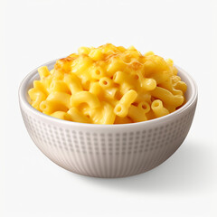 a yellow bowl with baked macaroni isolated on transparent background created with Generative Ai