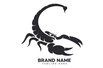 Modern logo scorpion in attack. Vector illustration.