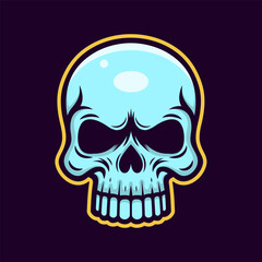 Human skull mascot logo. Cartoon emblem. Vector illustration