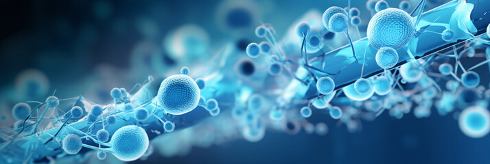 Microscopic Marvel  Close-Up of 3D Rendered Blue Bacteria, Perfect for Scientific and Educational Visualizations