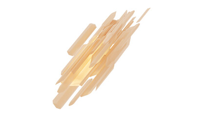 Futuristic crystals with light in middle on isolated background