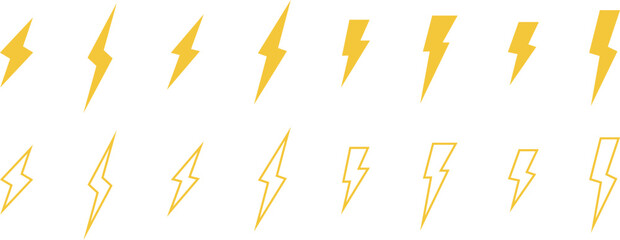 黄色の電撃アイコンセット