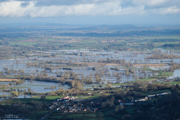 Flooding across Shropshire, England.