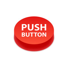 Push button. Flat, red, push button. Vector icon