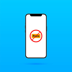 Porn prohibited icon. Flat, color, phone screen, porn prohibited icon. Vector icon