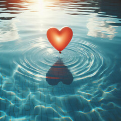 Heart shape in swimming pool - holiday concept. - obrazy, fototapety, plakaty