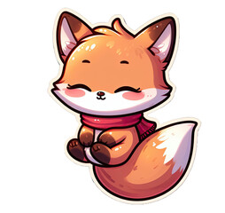Obraz premium Generative AI Cute Little fox Sticker, cute baby fox sticker, cool little fox stickers, lovely Little baby fox Sticker, adorable little fox stickers, adorable baby fox stickers, little fox sticker
