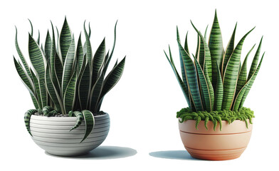 Different beautiful houseplants in pots on white background.	