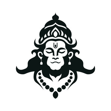 lord hanuman hindu god silhouette vector