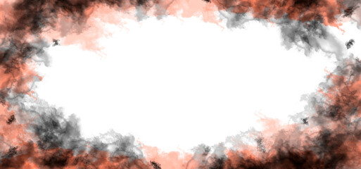 a background of black smoke and fire, with a place for text, copy space