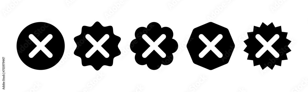 Fototapete set of not verified badge. wrong vector. set of wrong symbol in zig zag style with black and white c