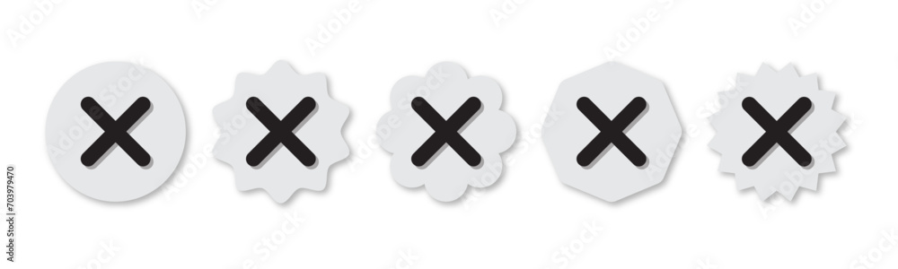 Poster set of not verified badge. wrong vector. set of wrong symbol in zig zag style with black and white c