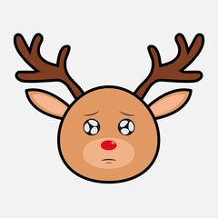 Vector illustration of deer in simple style with different emotions
