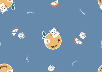 cute orange with daisy seamless patterns