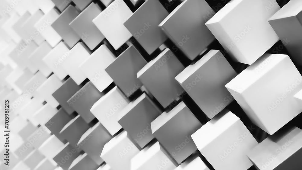 Poster white and gray abstract geometric background with cubes as background for presentation, page templat