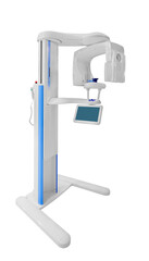 Panoramnyy rentgen oborudovaniye dlya skanirovaniya i diagnostiki v stomatologii izolirovannyy na belom fone