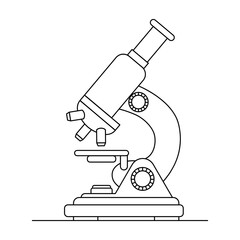 Microscope outline icon isolated on white. Line vector illustration