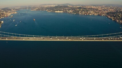 Aerial view of Bosphorus Bridge in Istanbul. (Turkey 15 Temmuz Sehitler Koprusu)