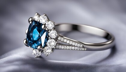 silver sapphire and diamond ring