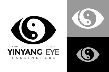 Yin Yang Eye Logo design vector symbol icon illustration