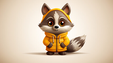 Generative AI. A cute raccoon sits amidst autumn leaves and trees, exuding warmth and charm