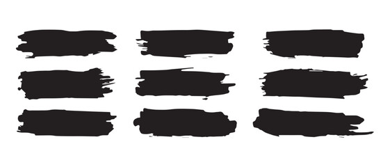 Brush strokes. Vector paintbrush set, brush strokes templates. Grunge design elements