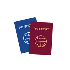 Red and blue passport, isolated on a white background