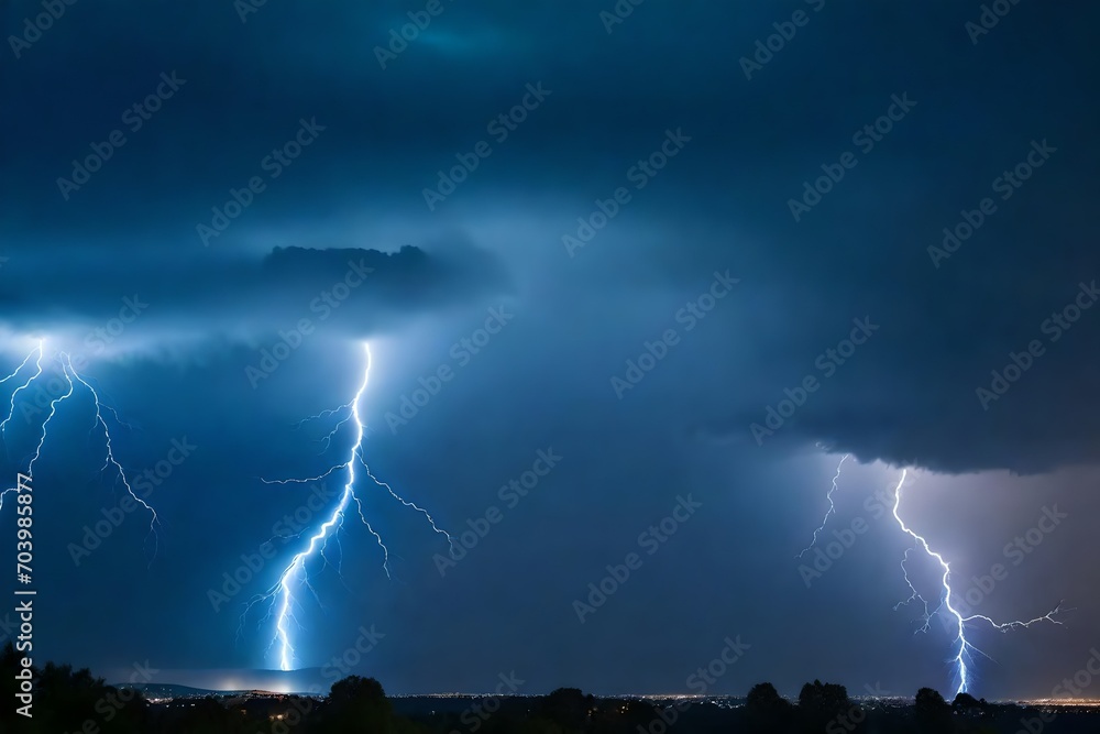 Sticker lightning in the night, Real flashes of lightning during a thunderstorm