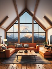 Fototapeta premium modern living room with fireplace