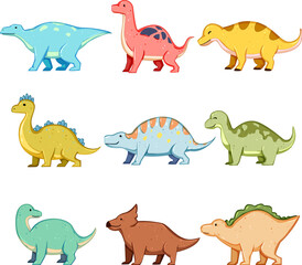 dinosaur character set cartoon. animal tyrannosaurus, funny kid, rex kids dinosaur character sign. isolated symbol vector illustration