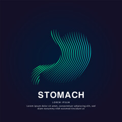 Human stomach medical structure. simple line art stomach Vector logotype illustration on dark background. stomach care logo vector template suitable for organization, company, or community. EPS 10 - obrazy, fototapety, plakaty