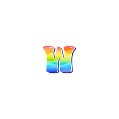 Colorful 3D rainbow letter W