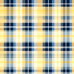 Obraz premium A seamless repeatable pattern of a classic tartan plaid design in yellow, white and blue
