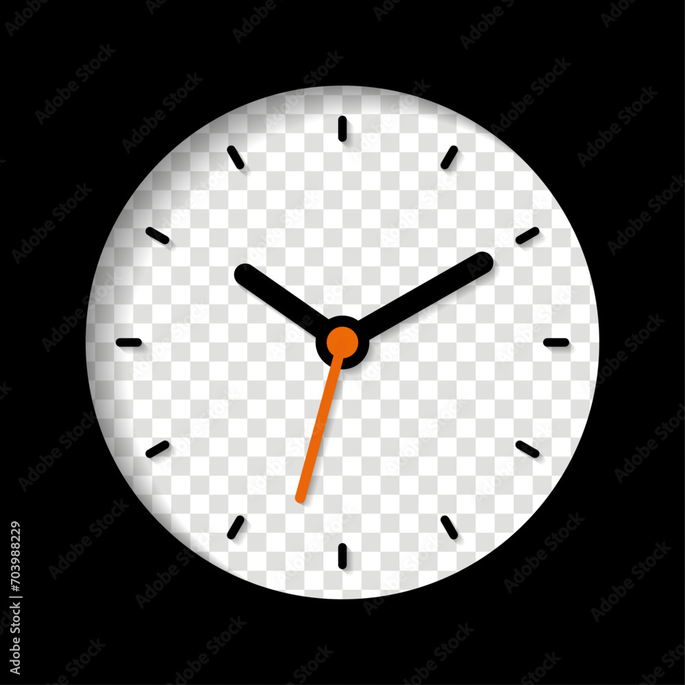 Poster clock icon in flat style, timer on transparent background. business watch. vector design element for