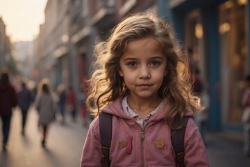 Fototapeta premium A little girl's portrait captures the essence of childhood wonder.