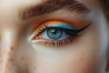Obraz premium close up of eye with colorful makeup