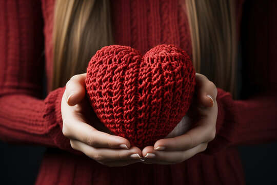 Hands with heart background in realistic style