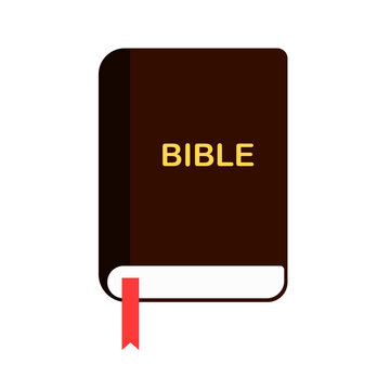 Book bible icon. Flat, brown, bible book icon design. Vector icon