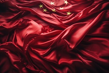 Red Chinese flag with 5 gold stars - Powered by Adobe