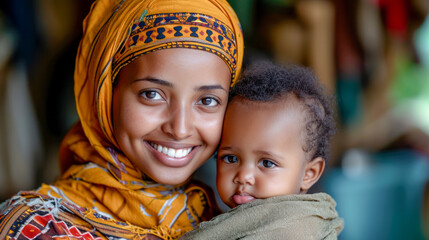 Intercultural a Young Radiant 25 Year old Mother Sharing a Tender Moment with her Baby and both...