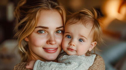 Intercultural a Young Radiant 25 Year old Mother Sharing a Tender Moment with her Baby and both Smiling Warmly Wallpaper Background Brainstorming Family Map Digital Art Magazine Poster