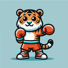 vector cartoon tiger boxing