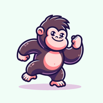 Vector gorilla dancing illustration