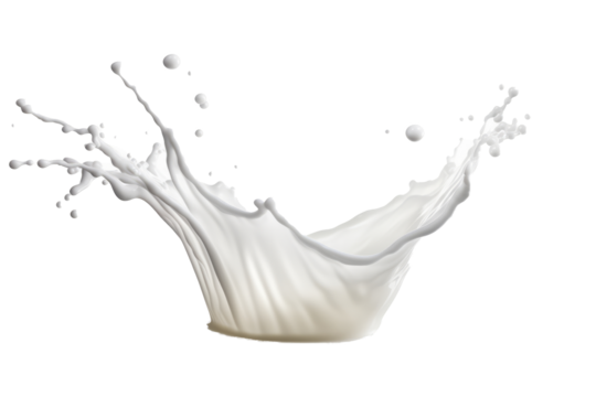 Milk drops and splashes isolated on transparent background. Abstract background with splashing white liquid