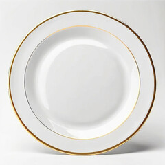 empty luxury gold plate isolated white background. ai generative