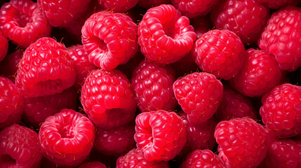 Background of fresh sweet red raspberries arrange