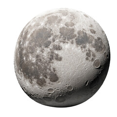 moon close up, on white background, hyper realistic, very detailed, photorealistic, view front 