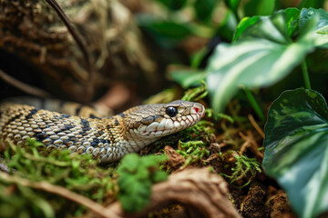 Obraz premium snake and a mouse in a vivarium