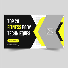 Creative video thumbnail banner design for fitness tips and tricks, vector video cover banner design, fully editable vector eps 10 file format