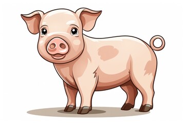  a pig standing on a white background with a heart on it's chest and a nose in the center of the pig's body, it's body.